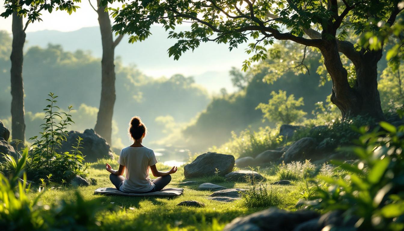 Consejos para un retiro de meditación A photograph of a serene meditation retreat setting